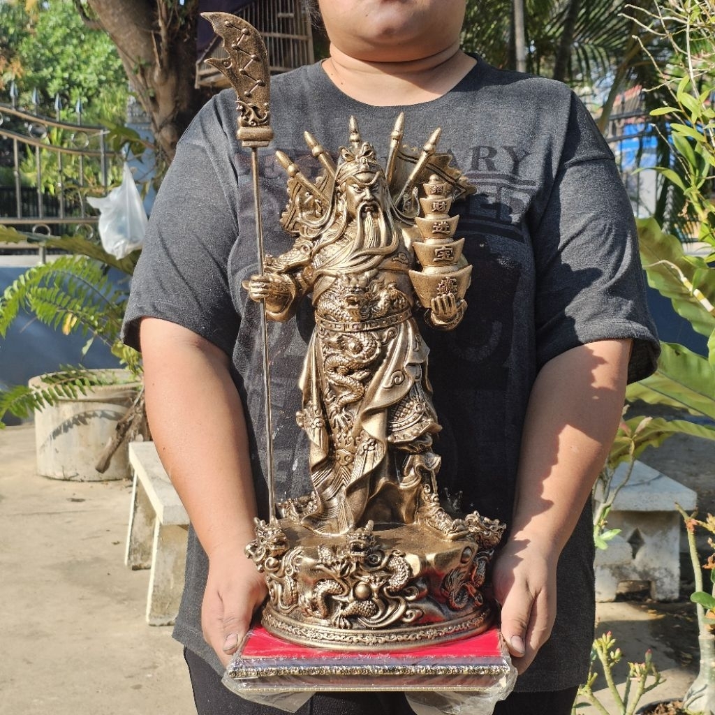 เทพเจ้ากวนอูปรางเรียกทรัพย์ฐานหว้าง9นิ้วสูง20นิ้วเเถมฟรีฐานรอง