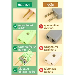ปลั๊กไฟ (ตัวผู้และตัวเมีย) จะถูกจัดส่งในสีแบบสุ่ม ผลิตจากพลาสติกคุณภาพสูงและมีขาปลั๊กทำจากทองเหลือง รองรับกระแสไฟ 10A 25
