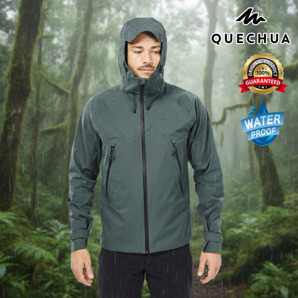 เสื้อแจ็คเก็ตกันฝน/กันน้ำสำหรับผู้ชาย รุ่น MH500 (สีเขียว) QUECHUA