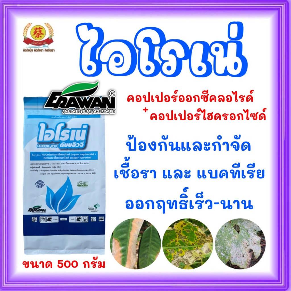 ไอโรเน่ขนาด500กรัม คอปเปอร์2พลังบวกใช้ในการกำจัดและรักษาโรคพืชประเภทเชื้อรา