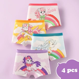 กางเกงในเด็กผู้หญิง ผ้าฝ้ายนุ่มสบาย 4 ชิ้น ลายกระต่าย สีม่วง หลากหลายไซส์