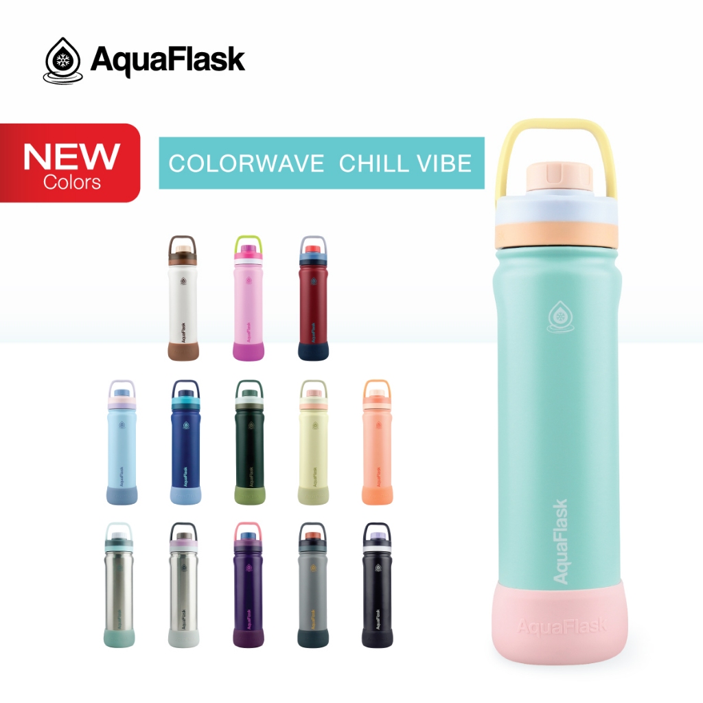 AquaFlask New Colorwave Chill Vibes Collection (18/22/32/40oz) กระบอกน้ำเก็บความเย็น กระติกน้ำสแตนเลส