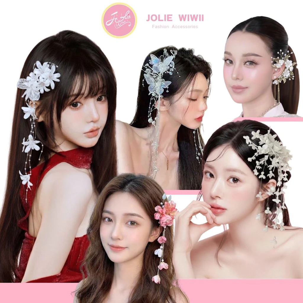 Jolie Wiwii จอนหูดอกไม้ กิ๊บดอกไม้ กิ๊บติดผมแบบมีพู่ห้อย