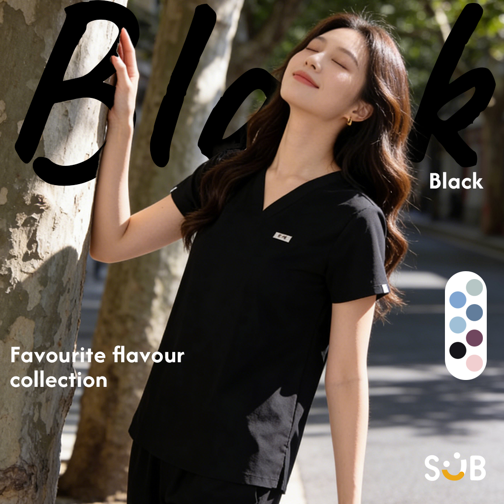 Subscrub ชุดสครับ ชุดสครับพยาบาล ชุดหมอ (เสื้อผ่าตัดคอวี+กางเกงเอวยางยืด) ผ้านิ่ม ผ้าดี หลายขนาด