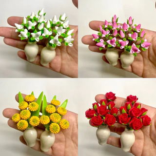 ธูปเทียนจิ๋ว / แจกันดอกไม้จิ๋วราคา/1คู่ (ดอกบัว/กุหลาบ/ดาวเรือง)