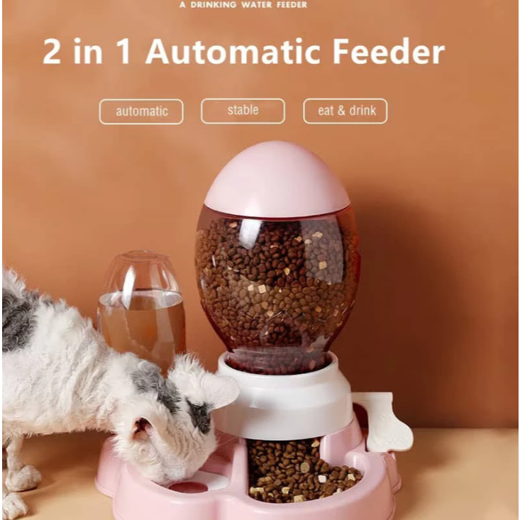 Cat Automatic Press-type 2-in-1 Feeder Water Dispenser Large-capacity Feeder Not Wet Mouth Automatic