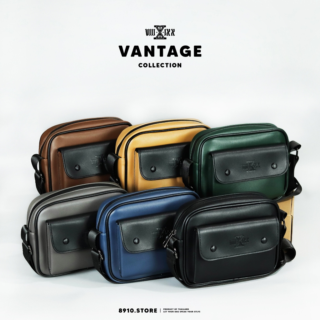 กระเป๋าแบรนด์ 8910 Vantage หนังPUหนาพิเศษ กันน้ำ กระเป๋าสะพายข้าง มี 6 แบบสี แถมกล่อง+ถุงถนอมกระเป๋า