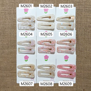 [6.5-7cm] กิ๊บติดผมปากจระเข้แต่งอะคริลิคลายหินอ่อน ราคาต่อ1แผง พร้อมส่ง