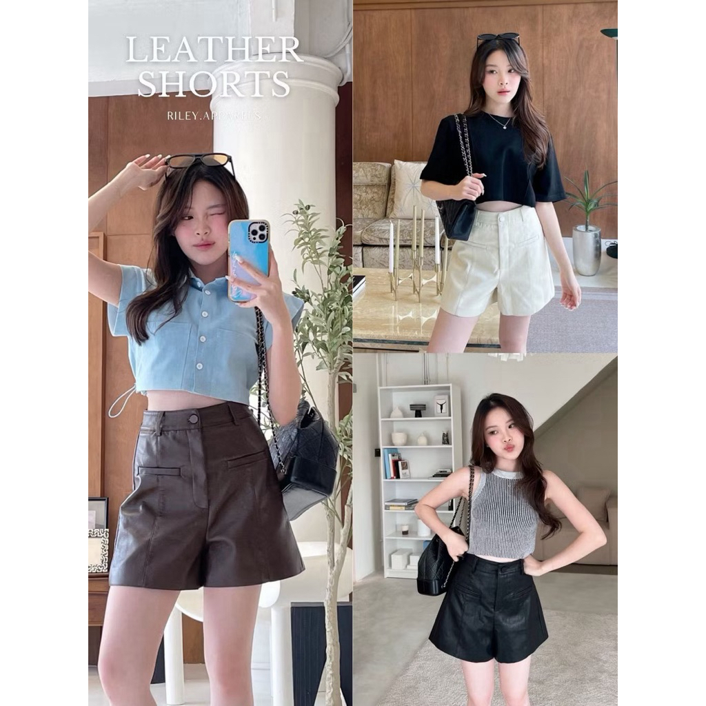 Riley.apparels - Leather Shorts 9091 (ได้เฉพาะกางเกงขาสั้น) สีดำ มือสองS ไม่เคยใส่