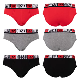 กางเกงในชาย [ขอบดำ-E5326] Diesel Umbr-Andrethreepack Briefs RED/GREY/BLACK