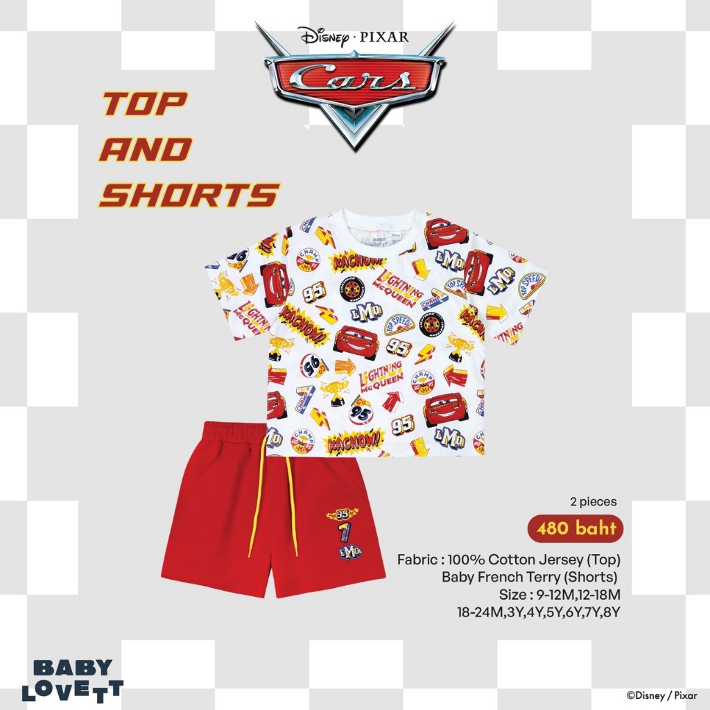 [Babylovett] 11 Lightning Mcqueen - Top and Shorts