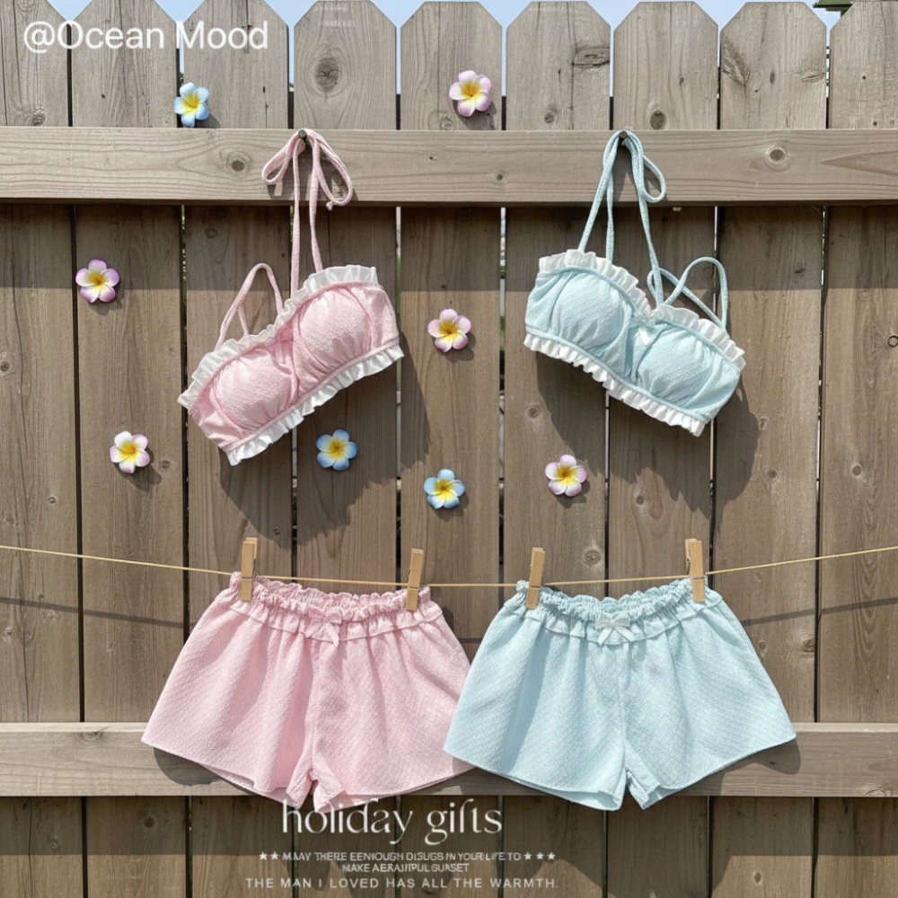 ชุดว่ายน้ำผู้หญิง Bikini Set ทูพีช ลุคหวานเซ็กซี่ สไตล์เกาหลี มีฟองน้ำ ใส่ไปทะเล Summer | Ocean Mood