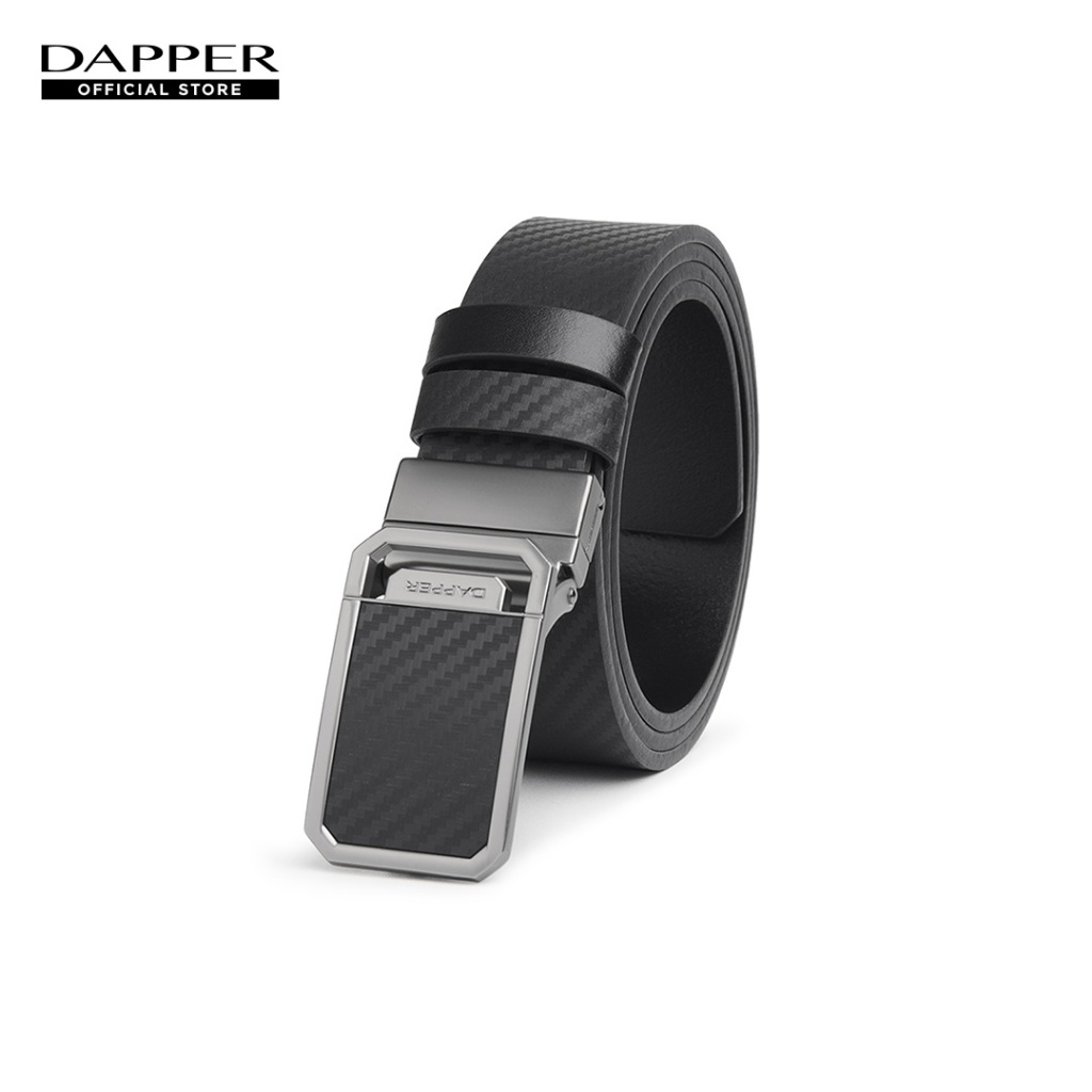 DAPPER เข็มขัดหนัง Carbon Fiber Reversible Belt ใส่ได้ 2 ด้าน สีดำ (BBC/BK/1396PG)