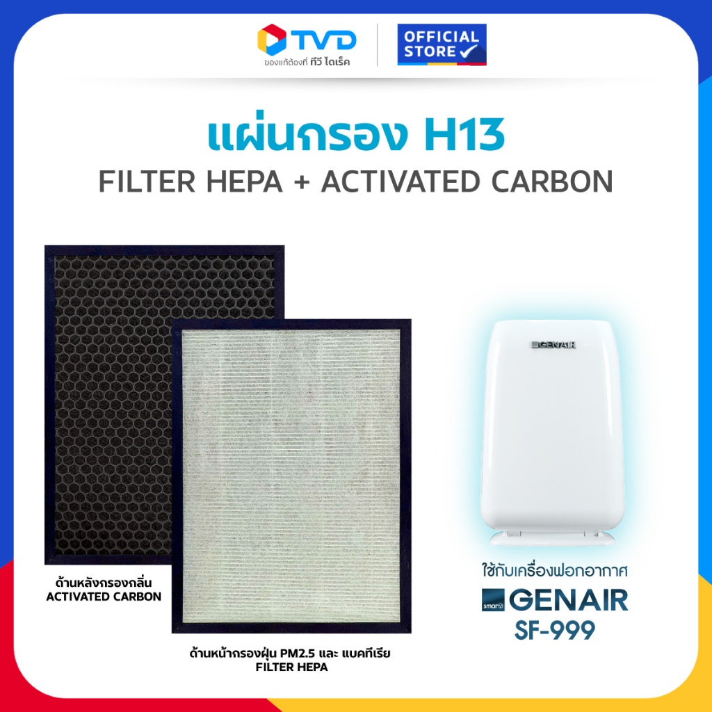 TV Direct - ไส้กรองเครื่องฟอกอากาศ รุ่น SF-999 ดักจับฝุ่นได้เร็ว กรองฝุ่น PM 2.5