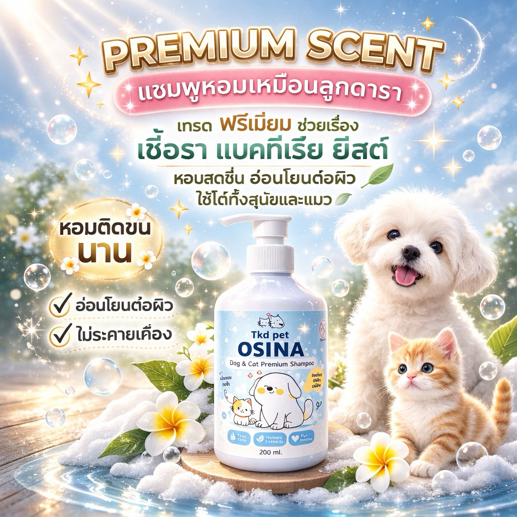 หอมเหมือนลูกดารา dog and cat premium shampoo TKD PET - dog & cat premium shampoo กลิ่น Osina หอมเหมื