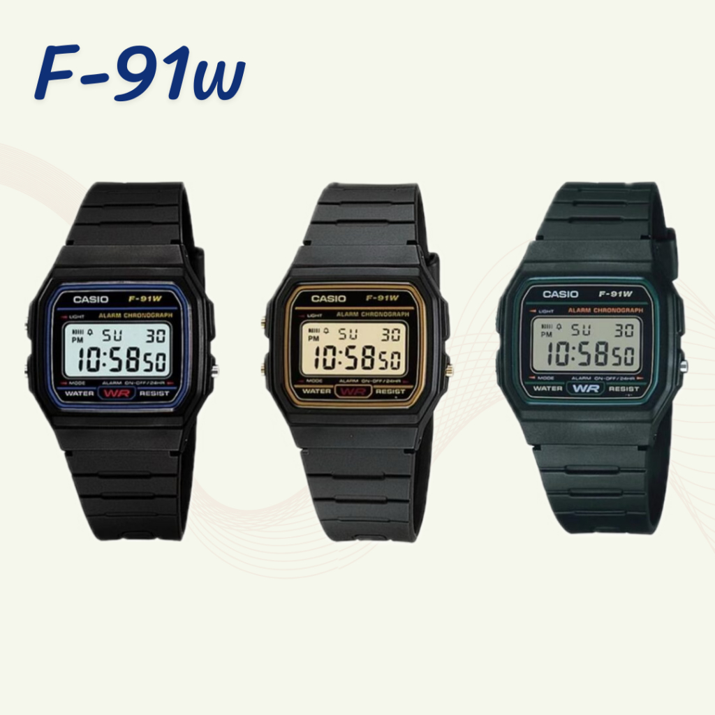 🛒 รุ่นขายดี  นาฬิกาข้อมือสายเรซิน Ca si0  รุ่น F91W  ชายหญิงใส่ได้ พร้อมกล่องและประกัน1ปี