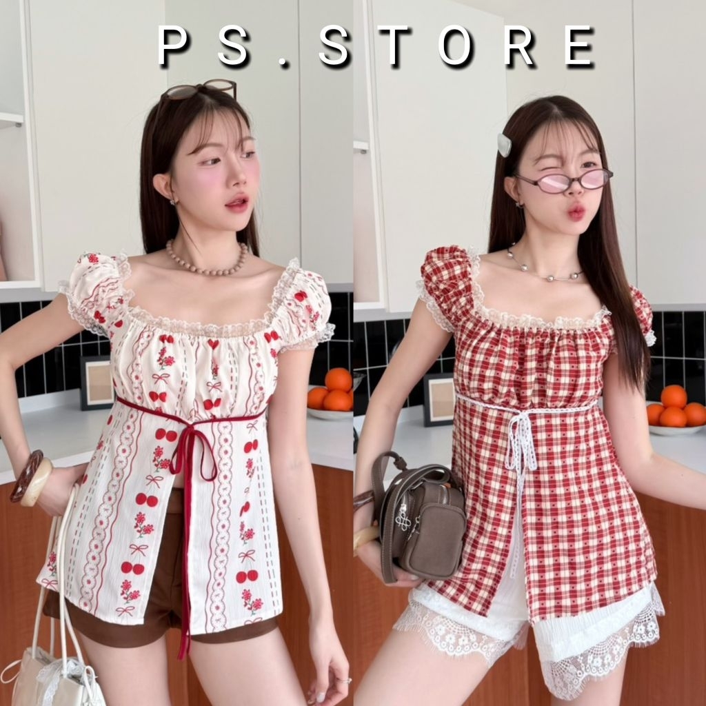 Bambi : เสื้อแขนตุ๊กตาแต่งลูกไม้ ผูกโบว์ริบบิ้น พร้อมส่ง