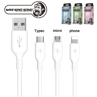 wrz kingkong สายชาร์จ 6a สายทองแดงแท้ Fastcharging รองรับทุกแบรนด์ Typec MIcro phone สำหรับ vooc QC3.0 ios Android 1ม