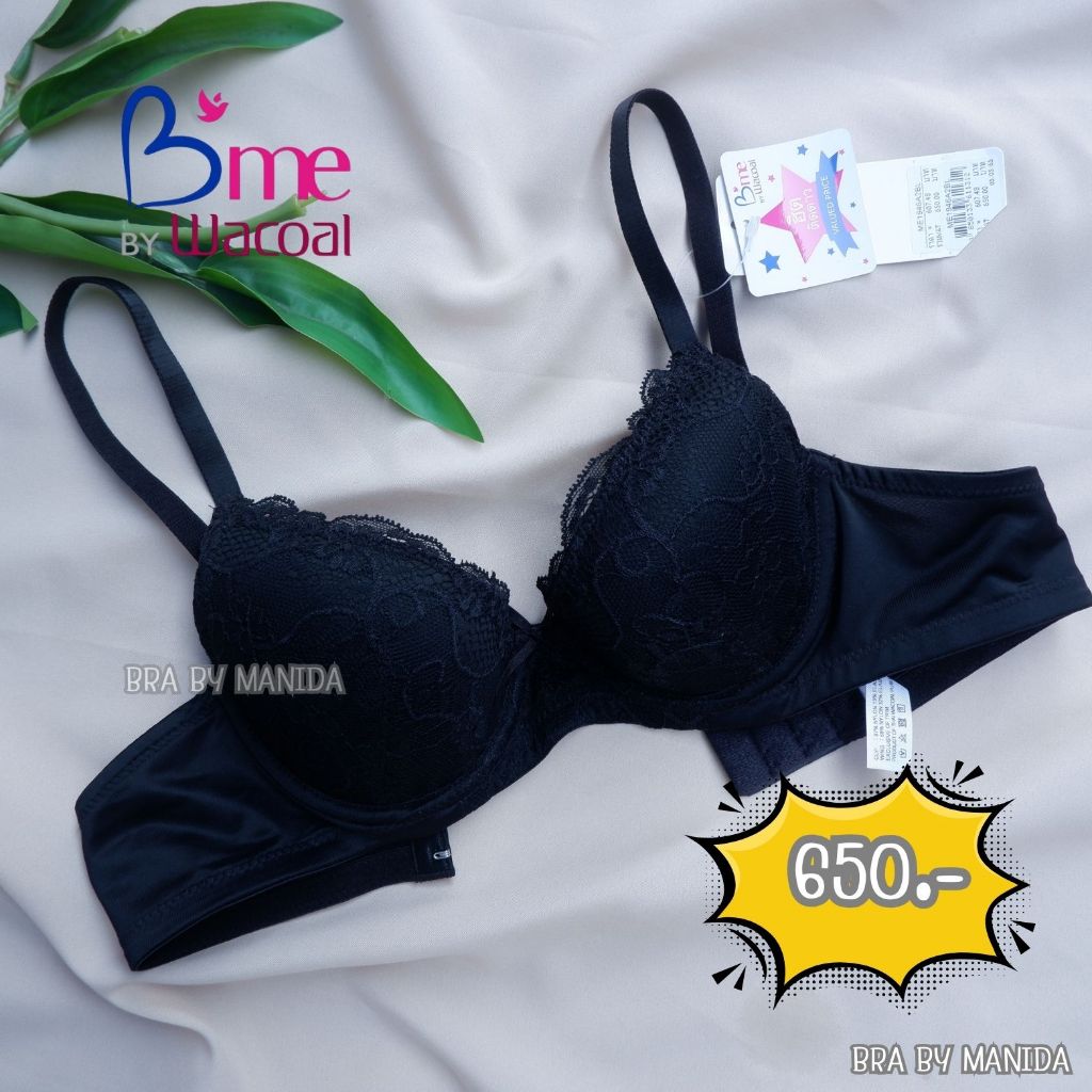WACOAL B'me -ME1946(53)🔹ราคา 650 บ.🌸บรามีโครง ฟองน้ำเล็กน้อย แต่งด้วยลูกไม้เต็มเต้า โอบกระชับรอบเต้า