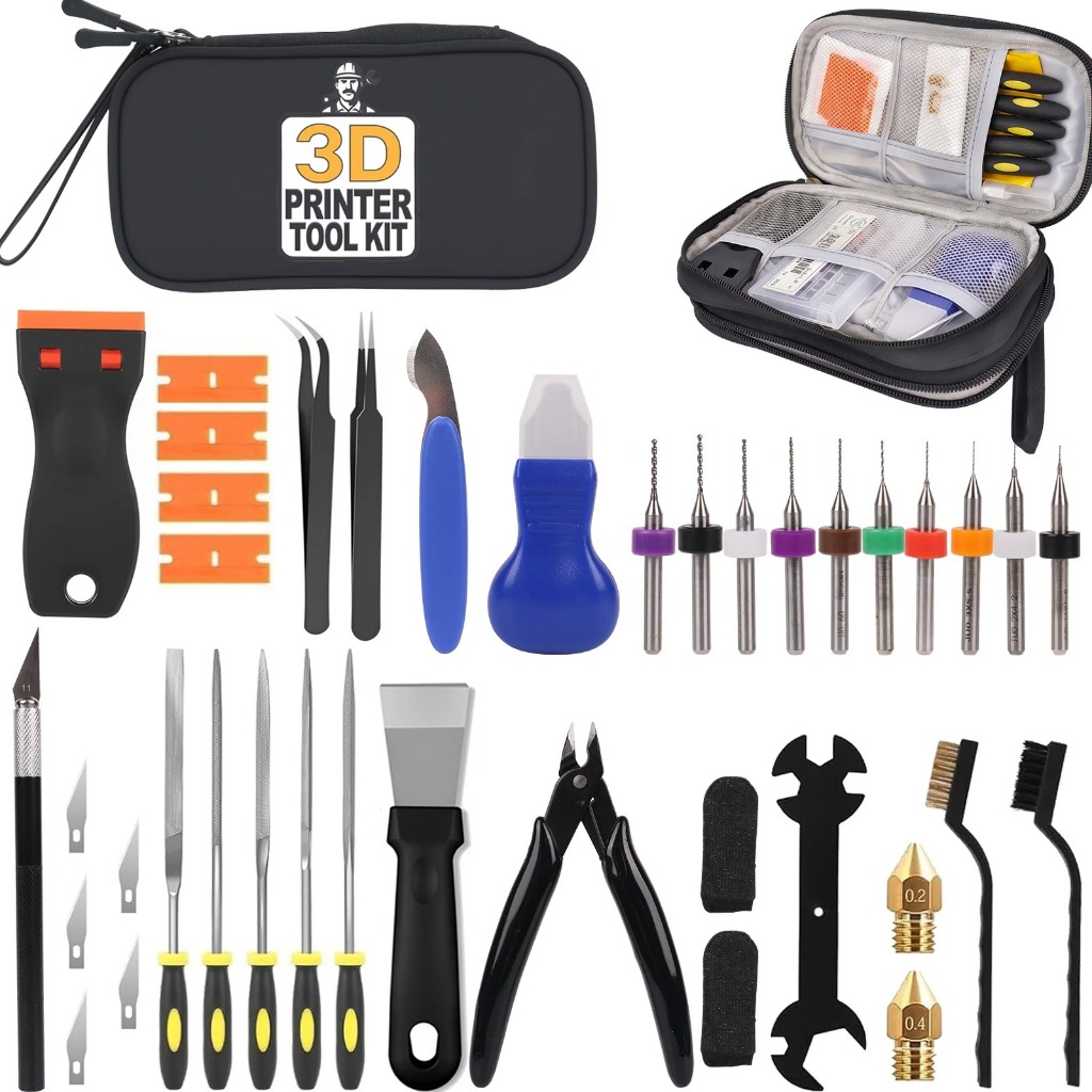3D Printer Tool Kit 39PCS Maintenance with Nozzle Cleaning Tools, Scraper, Brushes, File Set, Cutter, Knife for FDM/SLA