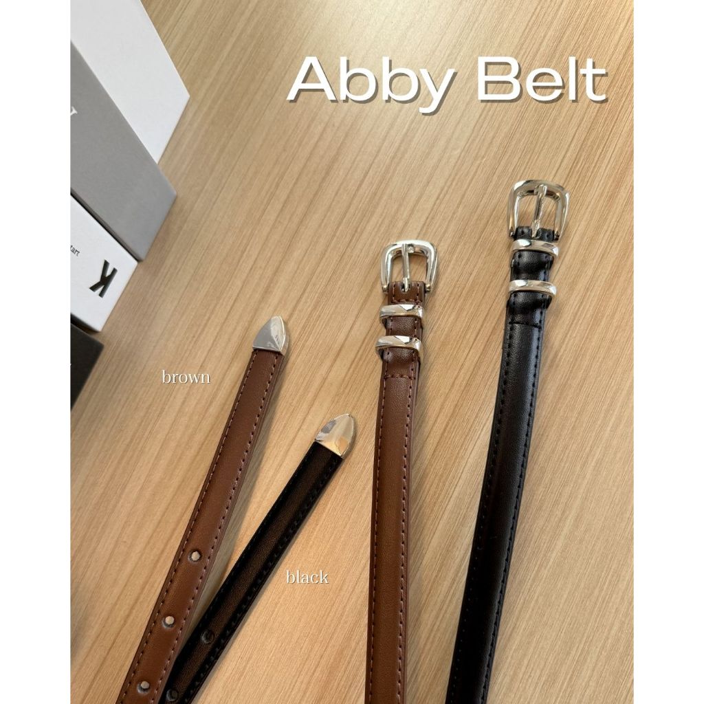 🖤 Abby Belt 🥖🤍เข็มขัดหนัง อะไหล่สีเงิน ✨แถมหมุดตอกรู สามารถปรับไซซ์เองได้ รูปที่ 8