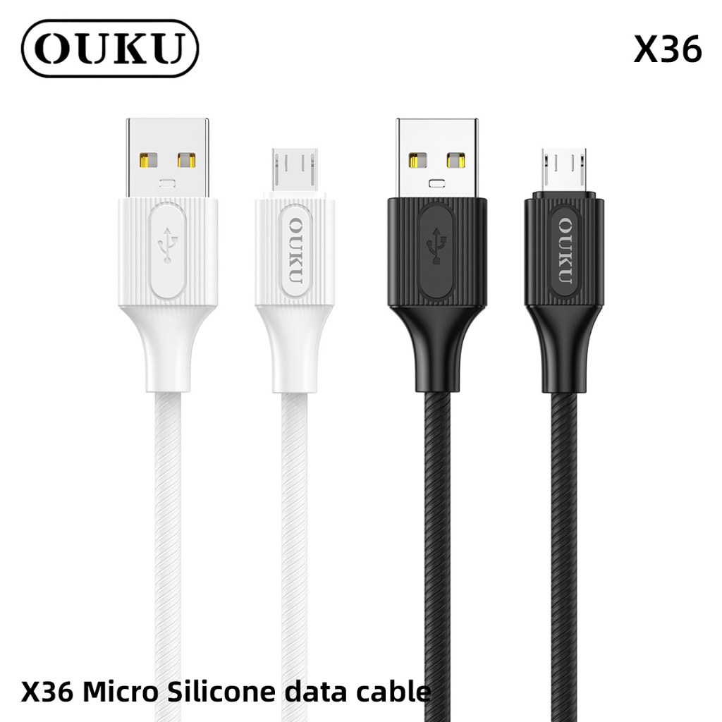 สายชาร์จซิลิโคน OUKU X36 USB/Type-C to iOS/Type-C/Micro สายชาร์จ+ส่งข้อมูล พกพาง่าย ซองพวงกุญแจ จัดเก็บสะดวก