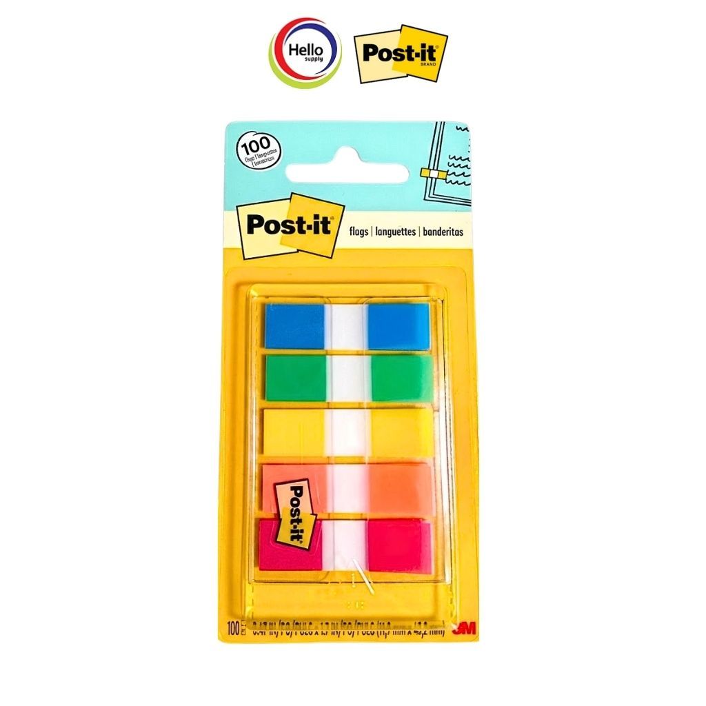 Post-it 3M โพสต์อิท แฟล็กซ์ กระดาษโน๊ตกาว ขนาด 0.47x1.7นิ้ว แพ็ค รุ่น 683-5CF ของแท้!!