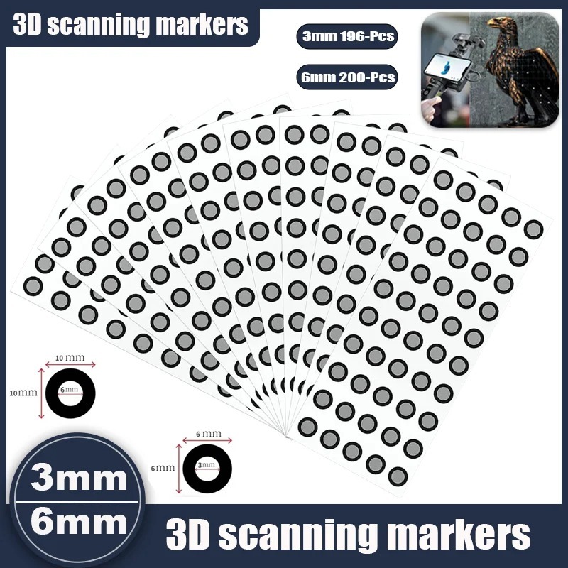 3/6mm 3D Scanning Marker for 3D Scanner, 3D Tracking Dot Reference Point Markers, Diffuse Reflection