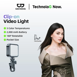 GOOJODOQ ไฟดาราพกพา ไฟวิดีโอ LED 2000mah แบบชาร์จไฟ ไฟปรับได้ 3 สี ได้ 3000K-6000K ไฟหนีบมือถือ