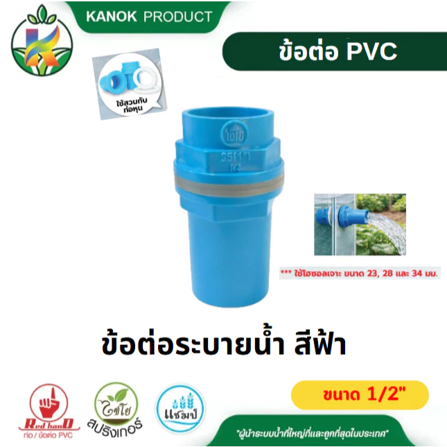 ข้อต่อท่อ PVC ตู้ปลา แบบตรง รูท่อPVCไทย(หุน) 1/2" 3/4" 1" ข้อต่อระบายน้ำ พร้อมประเก็น TPE SKU 51801 thumbnail 3
