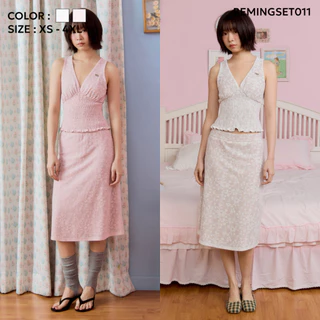 Bemingset011(S-2XL)-Flora Set - เซ็ตกระโปรงลูกไม้ละมุน หวานเรียบร้อยใส่ออกงานก็ได้ ใส่คาเฟ่ก็สวย