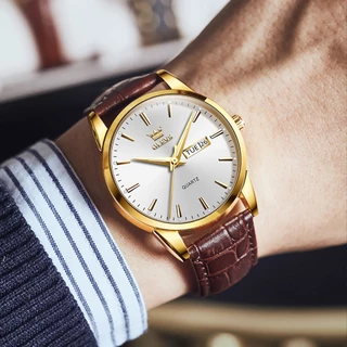 OLEVS นาฬิกา ผู้ชาย แฟชั่น watch 100% แท้ นาฬิกาข้อมือกันน้ำได้ ควอตซ์ หนัง แนวโน้ม