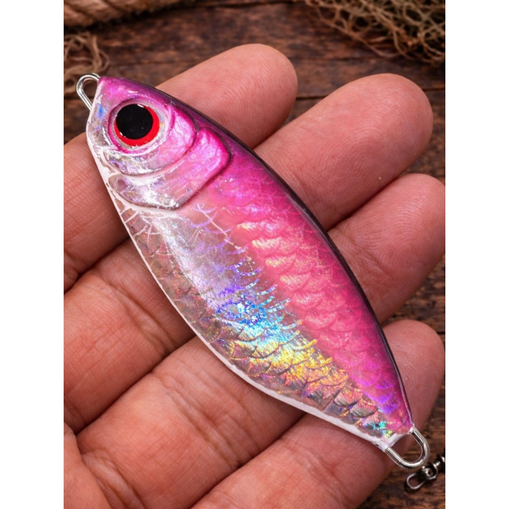 A-016 เหยื่อจิ๊กสีชมพู Pink Hologram Jig 50g-110g งานทะเล รูปที่ 3