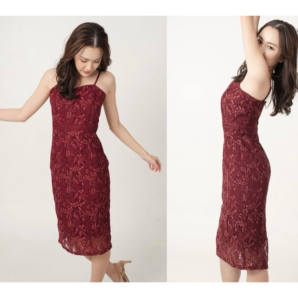 RMV Collection (2nd) : M เดรสลูกไม้  ชุดทำงาน ชุดออกงาน ราตรี สีแดง