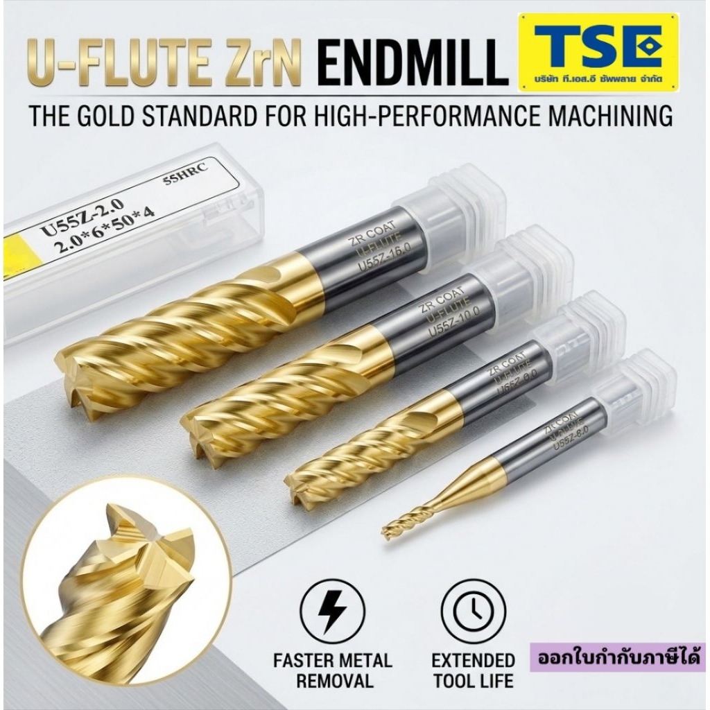เอ็นมิลคาไบด์ 4ฟัน(1.0-6.0มม.)กัดหนักได้รุ่นU55Z