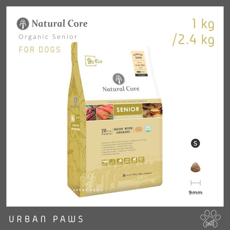 อาหารสุนัข Natural Core - ECO 9b Senior / Salmon สูตรแซลมอนและเนื้อแกะ สำหรับสุนัขสูงวัย จากเกาหลี🇰🇷 ขนาด 1/ 2.4/ 6 kg