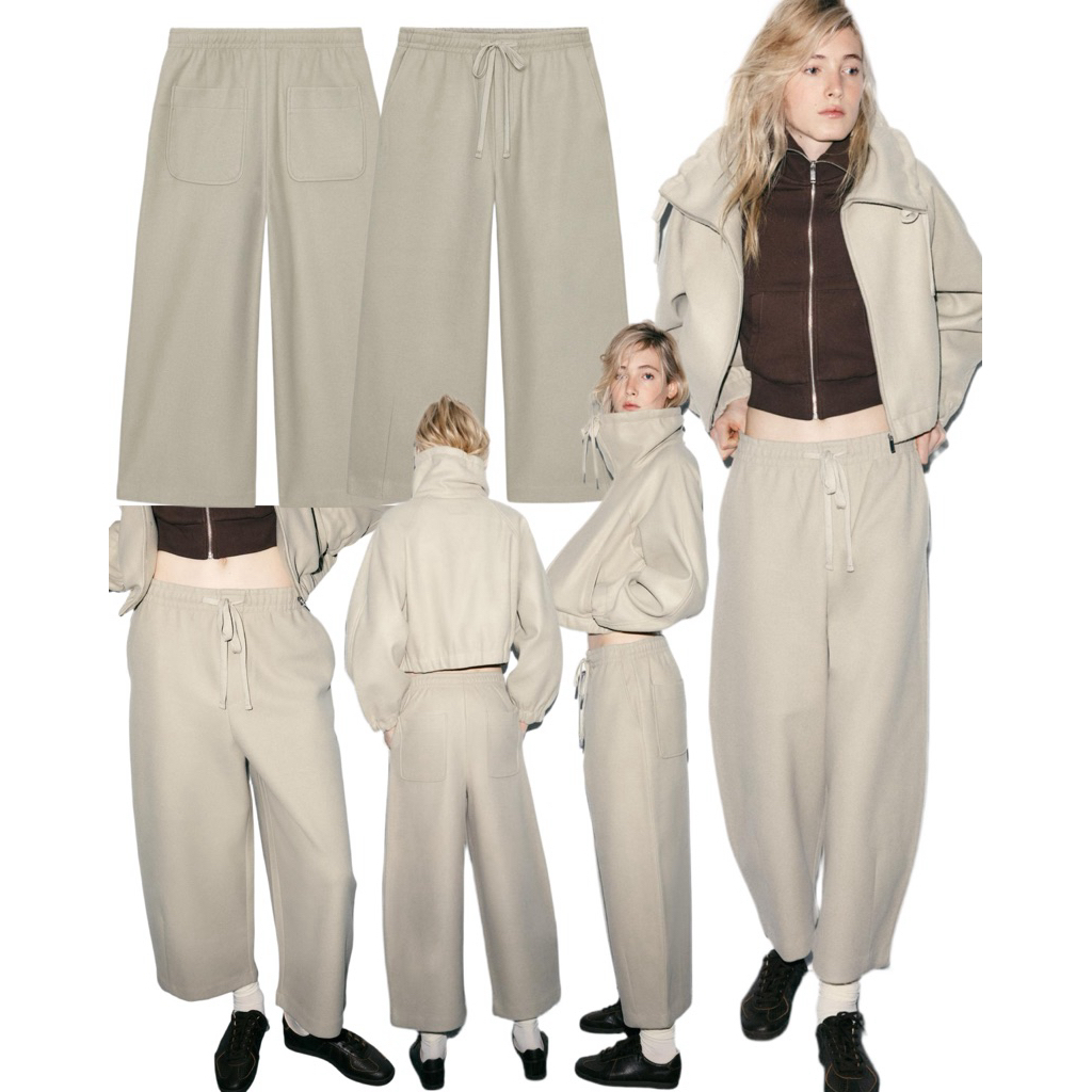 (ของแท้💯) Zara soft trousers กางเกงขายาว เอวยางยืด มีกระเป๋าหลัง