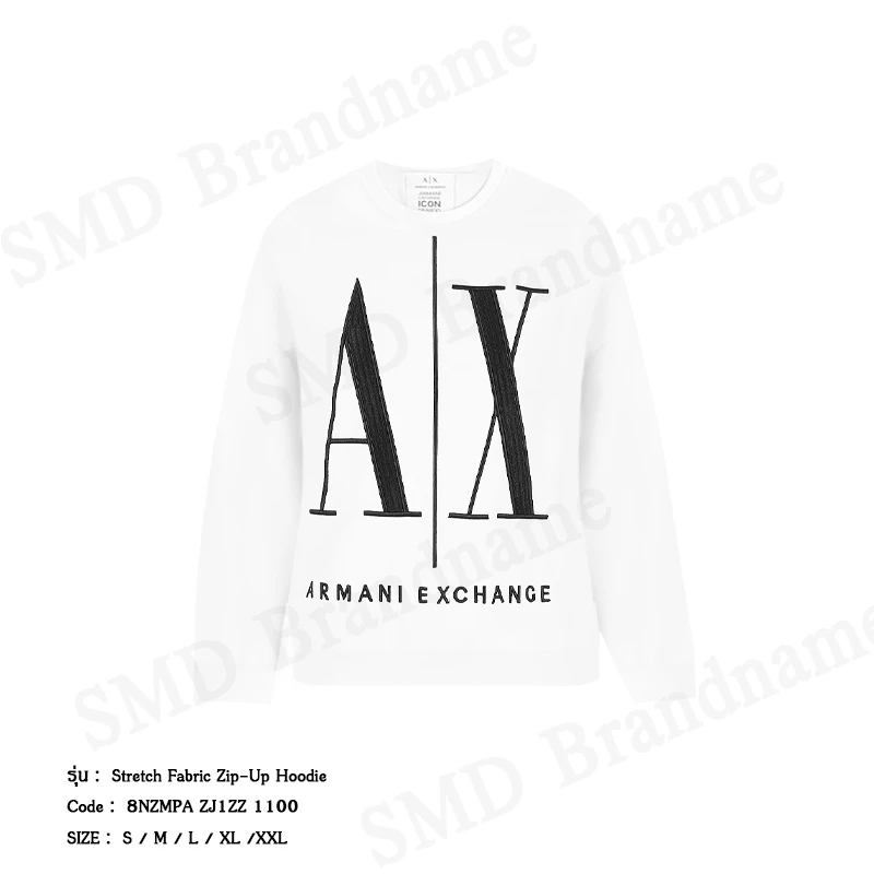 Armani Exchange เสื้อสเวตเตอร์แขนยาวผู้ชาย รุ่น A/X Stretch Fabric Zip-Up Hoodie Code: 8NZMPA ZJ1ZZ 1100