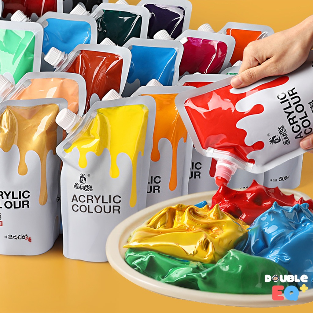 [แถมฟรี อุปกรณ์] สีอะคริลิค เซ็ต12สี เนื้อเนียน กันน้ำ 100ml เกรดพรีเมียม Premium Acrylic Color