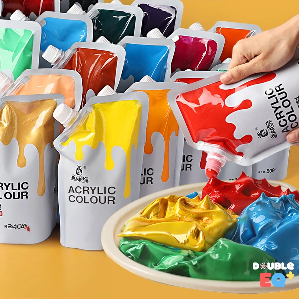[แถมฟรี อุปกรณ์] สีอะคริลิค เซ็ต12สี เนื้อเนียน กันน้ำ 100ml เกรดพรีเมียม Premium Acrylic Color