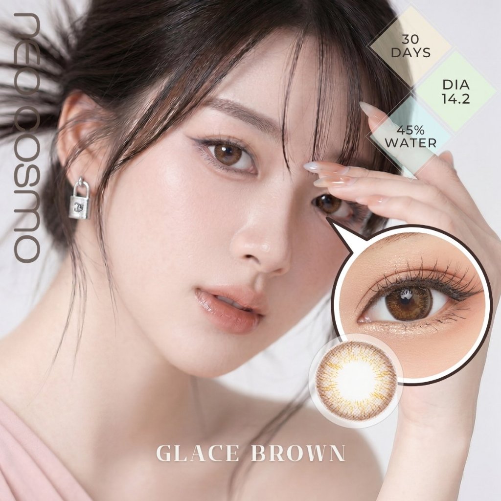 คอนแทคเลนส์ Glace Brown (Neo Cosmo) สีน้ำตาลประกายทอง ขนาดmini ใส่ถ่ายรูปสวยมาก มีส่งด่วนใน กทม.