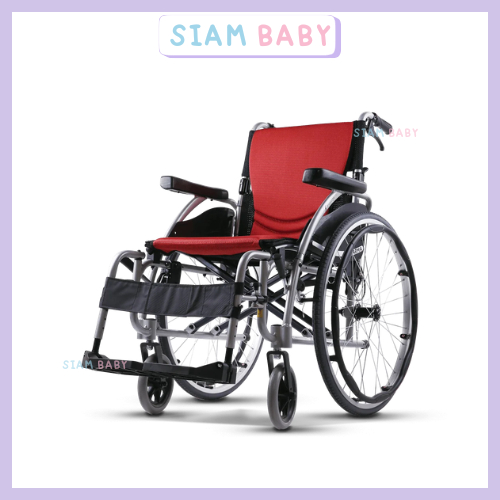 รถเข็นอัลลอยด์ KARMA S-ERGO 125 เบาะสีดำ-ส้ม ล้อซี่ 24นิ้ว เปิดข้างได้ (KM-1520.3)