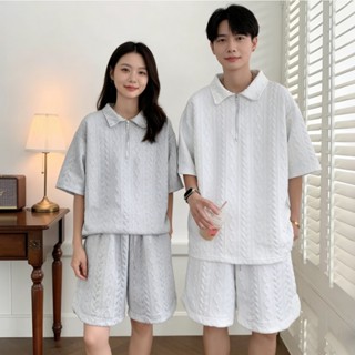 ชุดเซทผู้ชาย เซท2ชิ้น เสื้อคอปก+กางเกงขาสั้น ลุคสปอร์ต เสื้อ…