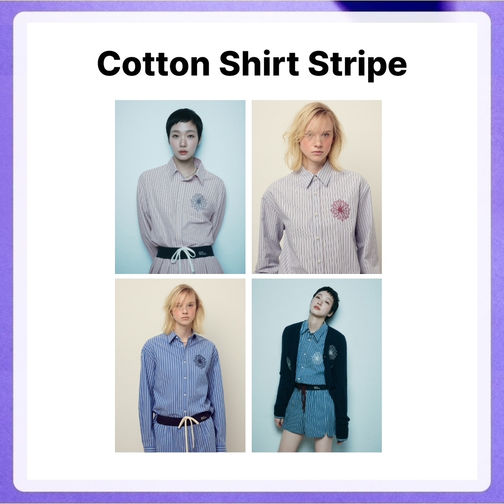 Mardi Mercredi Cotton Shirt Stripe (Blue Navy, Blue Burgundy, Pink Pink, Navy Blue)