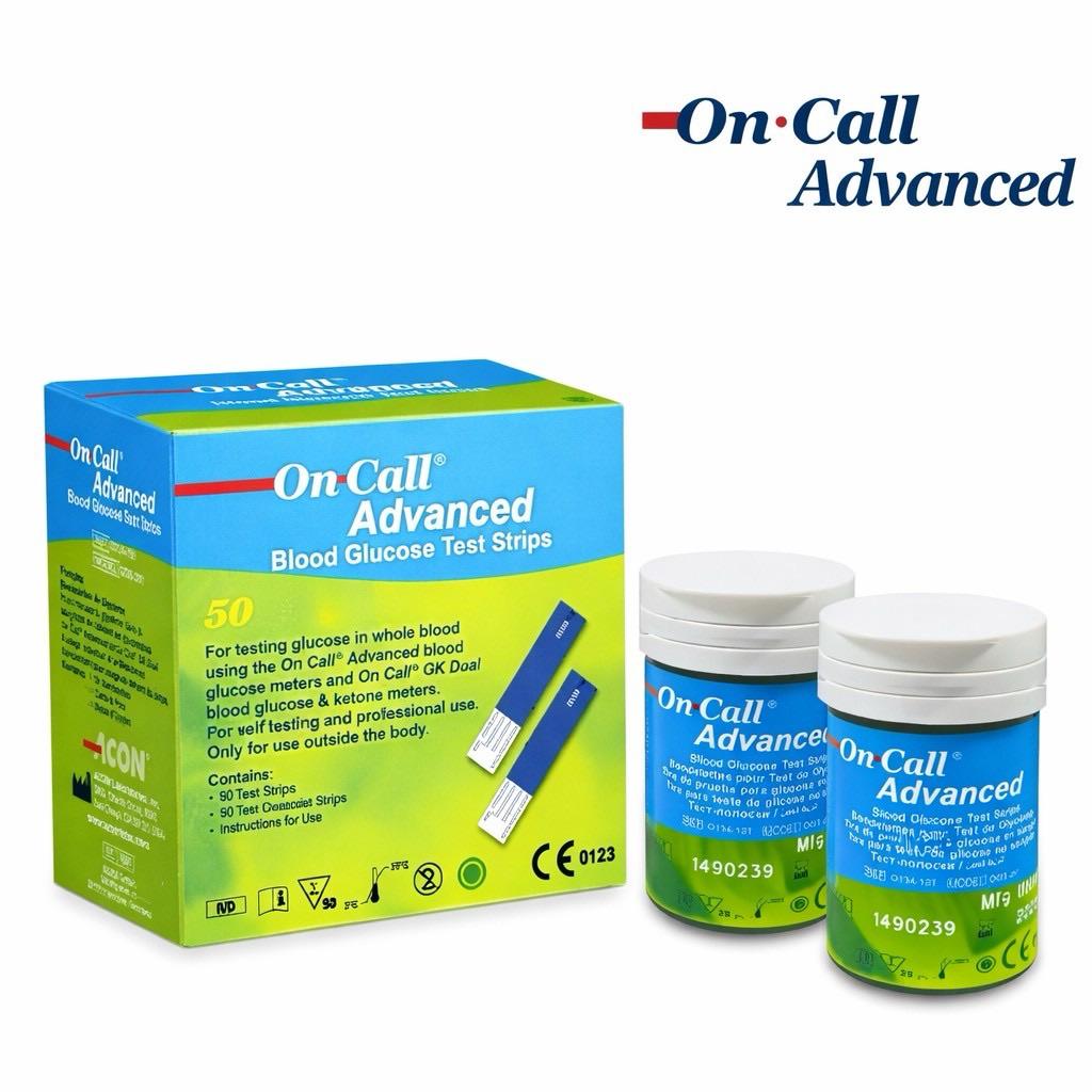 ของแท้ 100%  on call advanced แผ่นตรวจน้ำตาลในเลือด มาตรฐานยุโรป จากเยอรมัน
