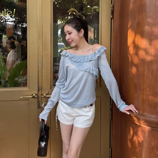 3pcs.basket Jammy top เสื้อแขนยาวระบายไหล่