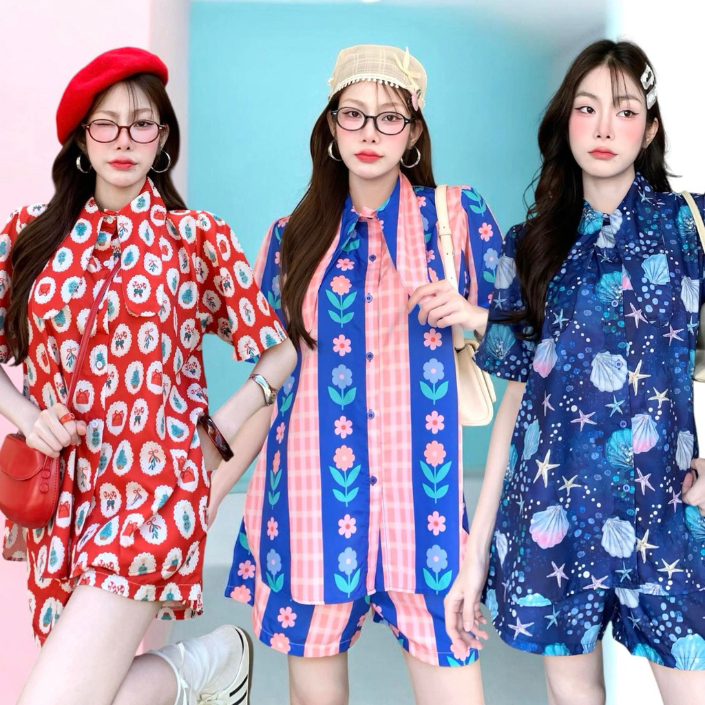 Bunny rabbit set ชุดเชต เสื้อคอปก bunny rabbit ลายเยอะมาก อก44“