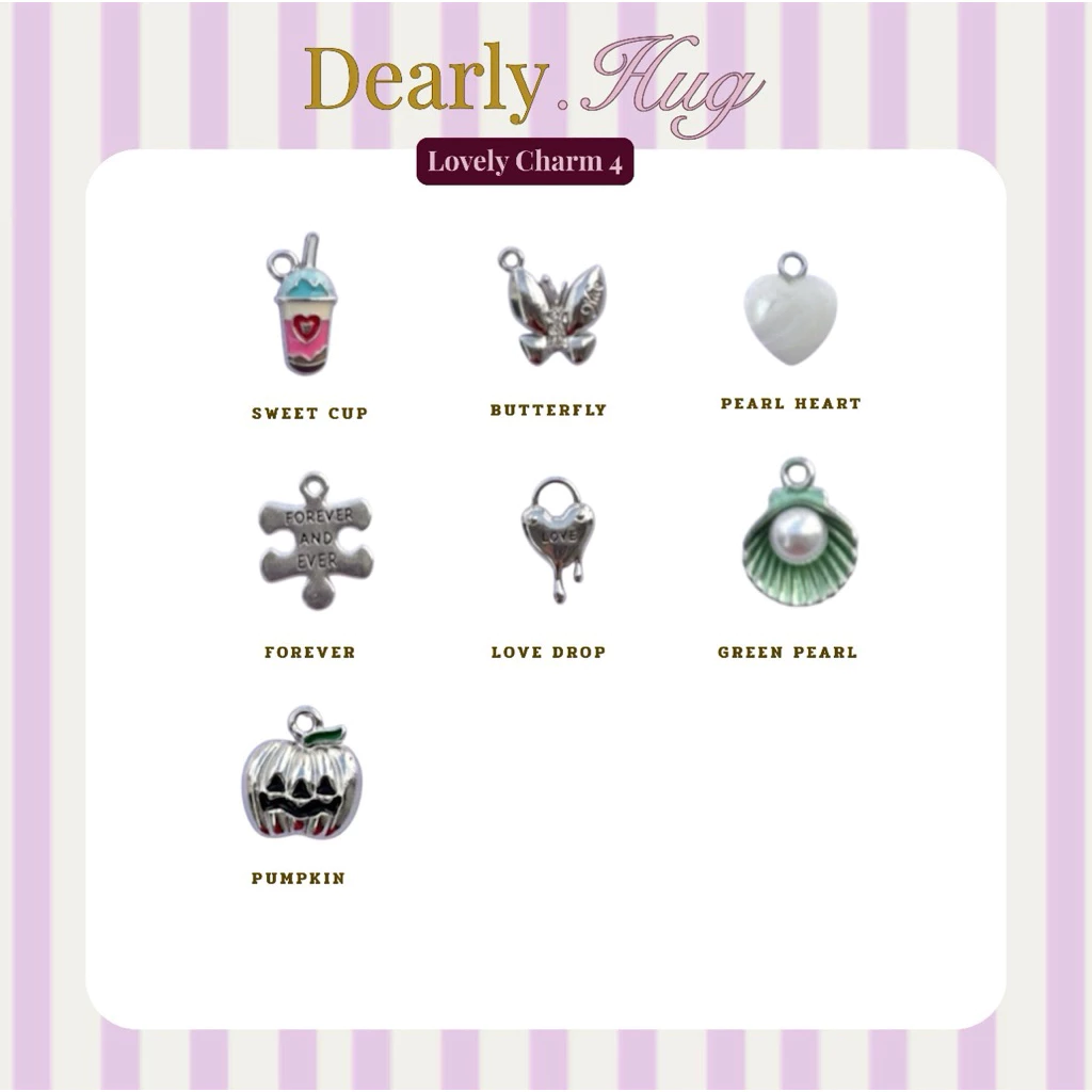 Dearly.Hug-Lovely Charm 4 จี้สำหรับตกแต่งเครื่องประดับ วัสดุโลหะผสม ดีไซน์น่ารัก