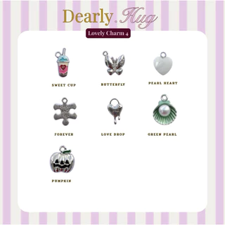 Dearly.Hug-Lovely Charm 4 จี้สำหรับตกแต่งเครื่องประดับ วัสดุโลหะผสม ดีไซน์น่ารัก