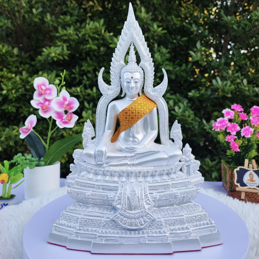 พระพุทธชินราช แร่เหล็กน้ำพี้ สีเงินมุก ขึ้นบ้านใหม่ พระพุทธรูป พระบูชา หิ้งพระ